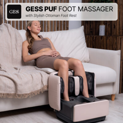 Stylish beige GESS PUF ottoman massager for legs and feet